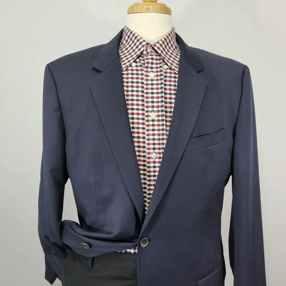 Hugo Boss Men's Sport Coat Blazer Two Button Navy Blue Guabello 120s Wool Sz 48R